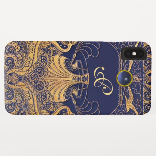 Antiek vaartuig,Dolfijnen,Goud,Blauw marinemonogra Case-Mate iPhone Case (Achterkant (horizontaal))