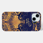Antiek vaartuig,Dolfijnen,Goud,Blauw marinemonogra Case-Mate iPhone Case (Achterkant (horizontaal))
