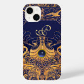 Antiek vaartuig,Dolfijnen,Goud,Blauw marinemonogra Case-Mate iPhone Case (Achterkant)