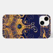 Antiek vaartuig,Dolfijnen,Goud,Blauw marinemonogra Case-Mate iPhone Case (Achterkant (horizontaal))
