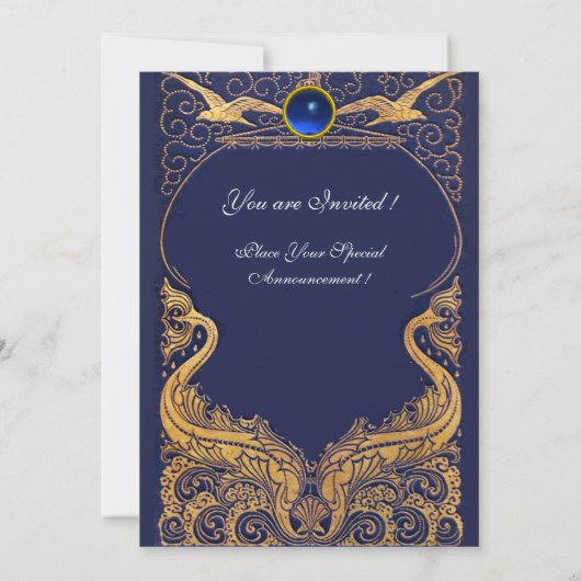 Antiek vaartuig,Dolfijnen,Goud,Blauw marinemonogra Kaart (Achterkant)