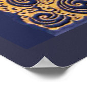 Antiek vaartuig,Dolfijnen,Goud,Blauw marinemonogra Poster (Hoek)