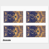 Antiek vaartuig,Dolfijnen,Goud,Blauw marinemonogra Rechthoekige Sticker (Vel)