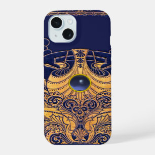 Antiek vaartuig,Dolfijnen,Goud,Nautisch ,Marinebla iPhone 15 Case