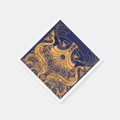 Antiek vaartuig,Dolfijnen,Goud,Navy Blauw Maritiem Servetten (Hoek)