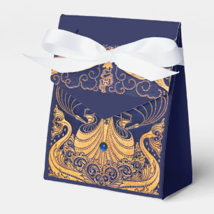 Antiek vaartuig, Dolfijnen, Goud, Navy Blue bruilo Bedankdoosjes