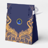 Antiek vaartuig, Dolfijnen, Goud, Navy Blue bruilo Bedankdoosjes (Achterkant)