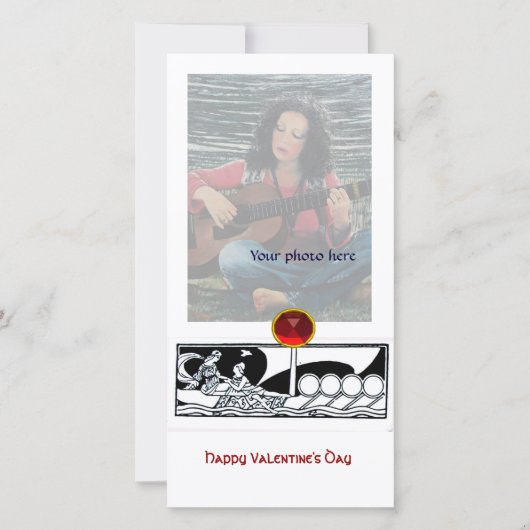 ANTIEK VAARTUIG EN GELIEFDE Rood Robijn Edelsteen  Feestdagenkaart (Voorkant)