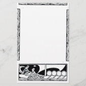 ANTIEK VAARTUIG EN LOVERS Black White Nautical Briefpapier (Voorkant)