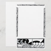 ANTIEK VAARTUIG EN LOVERS Black White Nautical Briefpapier (Voorkant / Achterkant)