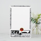 ANTIEK VAARTUIG EN LOVERS Red Ruby Gem Black White Briefpapier (Staand voorkant)