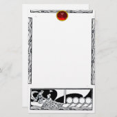 ANTIEK VAARTUIG EN LOVERS Red Ruby Gem Black White Briefpapier (Voorkant / Achterkant)