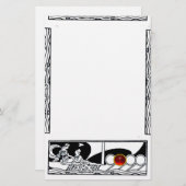 ANTIEK VAARTUIG EN LOVERS Red Ruby Gem Black White Briefpapier (Voorkant / Achterkant)