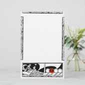 ANTIEK VAARTUIG EN LOVERS Red Ruby Gem Black White Briefpapier (Staand voorkant)