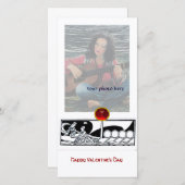 ANTIEK VAARTUIG EN LOVERS Red Ruby Gem Black White Feestdagenkaart (Voorkant / Achterkant)