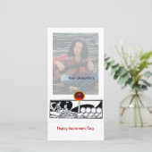 ANTIEK VAARTUIG EN LOVERS Red Ruby Gem Black White Feestdagenkaart (Staand voorkant)