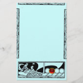 ANTIEK VAARTUIG EN LOVERS Ruby Gem Black Blauwgroe Briefpapier (Voorkant)