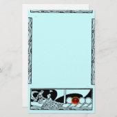 ANTIEK VAARTUIG EN LOVERS Ruby Gem Black Blauwgroe Briefpapier (Voorkant / Achterkant)