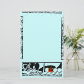 ANTIEK VAARTUIG EN LOVERS Ruby Gem Black Blauwgroe Briefpapier (Staand voorkant)