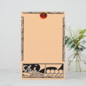 ANTIEK VAARTUIG EN LOVERS Ruby Gem Black Peach Briefpapier (Staand voorkant)