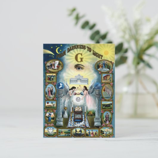 Antiek vaartuig Freemasonry Masonic Hazen Briefkaart (Staand voorkant)