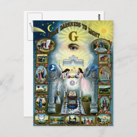 Antiek vaartuig Freemasonry Masonic Hazen Briefkaart (Voorkant / Achterkant)