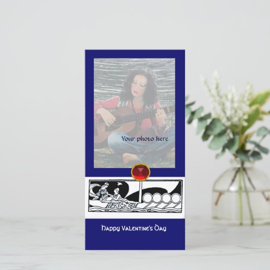 ANTIEK VAARTUIG, LOVERS Red Gem Black Blue Feestdagenkaart (Staand voorkant)