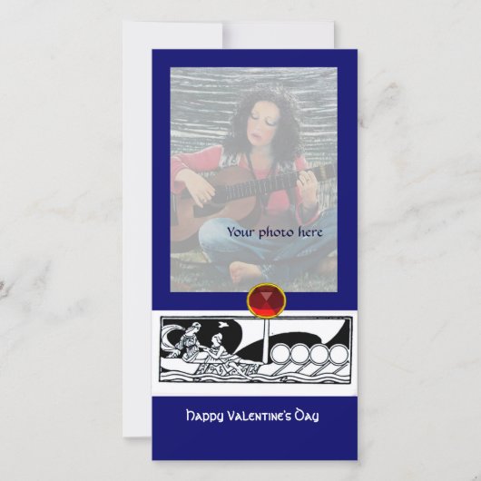 ANTIEK VAARTUIG, LOVERS Red Gem Black Blue Feestdagenkaart (Voorkant)