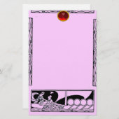 ANTIEK VAARTUIG, LOVERS Red Ruby Gem Black Pink Li Briefpapier (Voorkant / Achterkant)