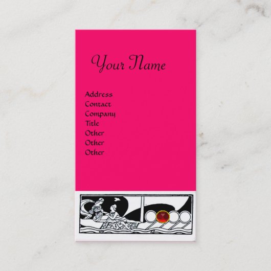 ANTIEK VAARTUIG Zee Reis roze zwart wit Visitekaartje (Voorkant)