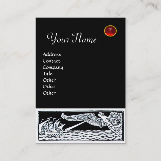 ANTIEK VAARTUIGEN RED RUBY MONOGRAM Black White Visitekaartje (Voorkant)