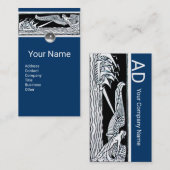 ANTIEK VAARTUIGEN, Zee reizen, marineblauw zwart w Visitekaartje (Voorkant / Achterkant)