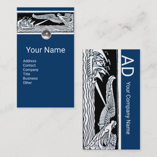 ANTIEK VAARTUIGEN, Zee reizen, marineblauw zwart w Visitekaartje (Voorkant / Achterkant)