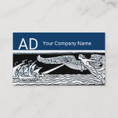 ANTIEK VAARTUIGEN, Zee reizen, marineblauw zwart w Visitekaartje (Achterkant)