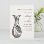  antiek vaas bruiloft kaart (Staand voorkant)