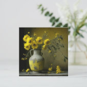 Antiek vaas van gele bloemen (Staand voorkant)