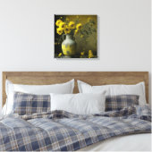 Antiek vaas van gele bloemen canvas afdruk (Insitu (Slaapkamer))