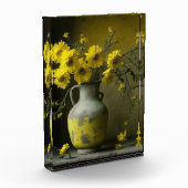 Antiek vaas van gele bloemen fotoblokken (Links)
