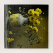 Antiek vaas van gele bloemen legpuzzel (Horizontaal)