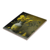 Antiek vaas van gele bloemen tegeltje (Zijkant)