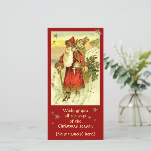 Antiek Vader Kerst Kerstman Custom Kaart (Staand voorkant)