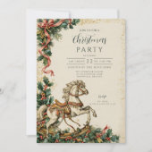 Antiek vakantie Rocking Horse Christmas Kaart (Voorkant)