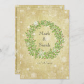 Antiek Vakantie Snowy Krans Sketch Uitnodiging (Voorkant / Achterkant)