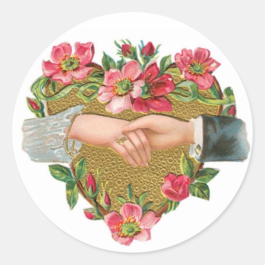 Antiek Valentijn Bloemkop Ronde Sticker (Voorkant)