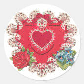 Antiek Valentijn Bloemkop Ronde Sticker (Voorkant)