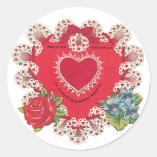 Antiek Valentijn Bloemkop Ronde Sticker