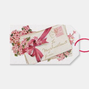 Antiek Valentijn boeket Cadeaulabel
