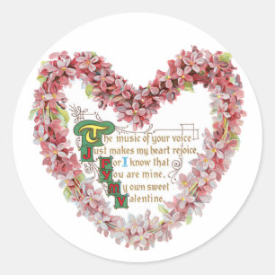 Antiek Valentijn Bouquet Heart Ronde Sticker