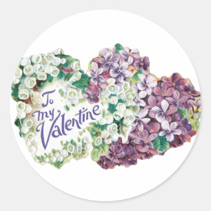 Antiek Valentijn Bouquet Heart Ronde Sticker