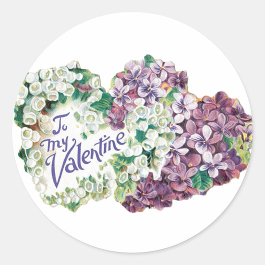 Antiek Valentijn Bouquet Heart Ronde Sticker (Voorkant)